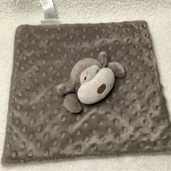Elegant Baby Monkey Minky Dot Greyish Brown 11” Lovey Small Security Blanket - Picture 1 of 5